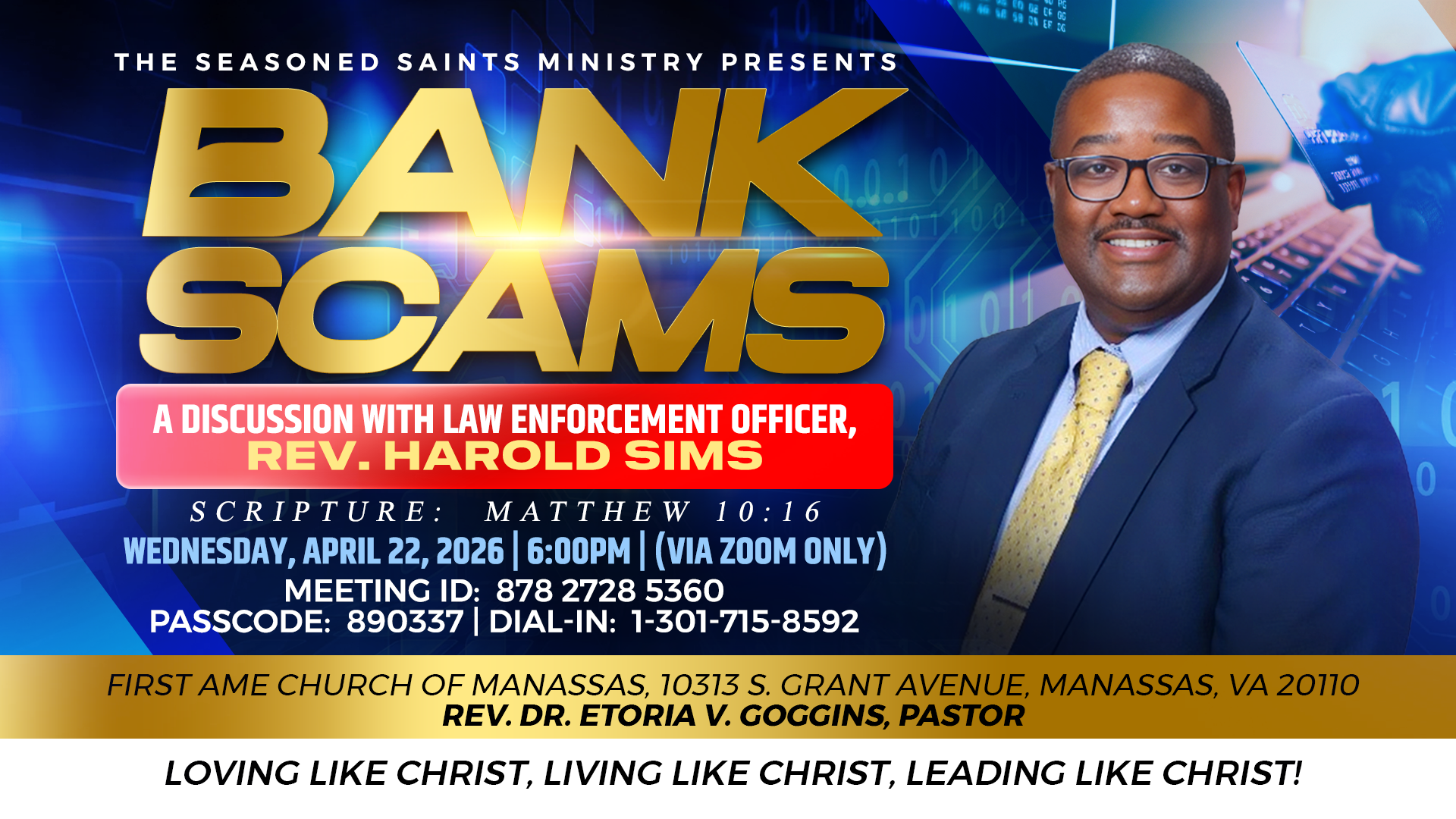 Bank scams: a discussion with law enforcement officer, Rev. Harold Simes event